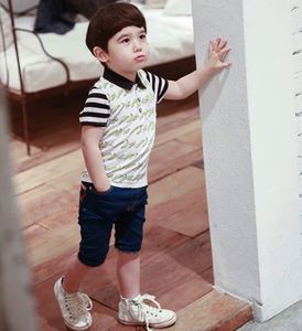 เสื้อยืดเด็กผู้ชายลายทางพิมพ์ลายกล้วย ดีไซน์ผ้าฝ้าย - Product Image 5