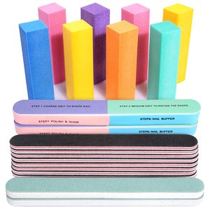 Herramientas de manicura profesional, juego de limas de uñas rectangulares de 7 vías, bloque de pulido y 100/180 de grano - Product Image 1