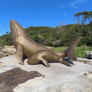 Escultura <span class=keywords><strong>de</strong></span> Jardín Personalizada para Exteriores, <span class=keywords><strong>Cuarteto</strong></span> <span class=keywords><strong>de</strong></span> Ballenas Espinadas <span class=keywords><strong>de</strong></span> Bronce Fundido, para Parques Urbanos - Product Image 1