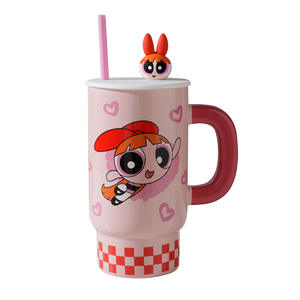 Autentico Powerpuff ragazze di grande capacità in ceramica tazza con Design moderno coperchio per la casa con paglia per regali aziendali tazza di cartoni animati - Product Image 6
