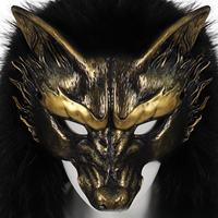 Masque de loup viking en fausse fourrure, coiffe de loup-garou barbare, masques de fête pour Halloween, cosplay, mascarade, masque effrayant de carnaval
