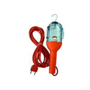 Lámpara de Trabajo Fanton con Cable de 10m, Cuerpo de Plástico Rojo, Portátil, Alimentación CA, Luz Incandescente Blanca, Modelo 61080 - Product Image 1