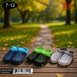 รองเท้าแตะผู้ชาย EB แบบสวม พื้นพลาสติก พื้นกลาง EVA พื้นรองเท้าไม้ ระบายอากาศได้ดี ปลายเปิด แบบสวมใส่สบายสำหรับฤดูร้อน ไซส์ 7-12 บรรจุ 48 ชิ้น/กล่อง - Product Image 2