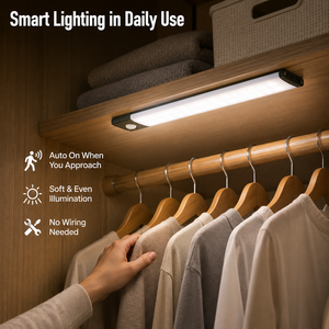 30CM Rechargeable Motion Sensor Cabinet <b>Light</b>, 3 Color Stepless <b>Dimmable</b> Type-C Magnetic <b>LED</b> <b>Light</b> for Kitchen Wardrobe Closet - Product Image 5