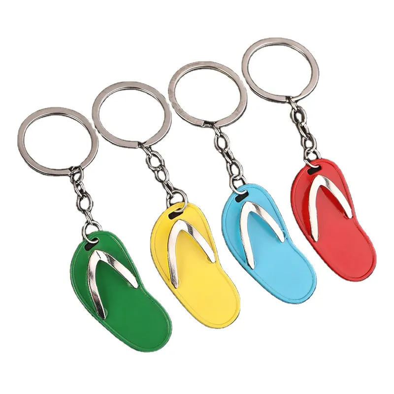 Werbe geschenk Sommer Flip Flop Schlüssel bund Hausschuhe Schlüssel bund Strand Souvenir Anhänger Benutzer definierte 3D Metalls chuhe Schlüssel anhänger Auto Schlüssel ring