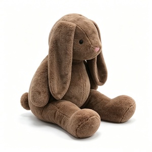 Customized Brown Bunny Plush <b>Toy</b>,<b>Soft</b> Sitting <b>Rabbit</b> Stuffed Animal with Long Floppy Ears, Ultra-Fluffy Brown Fur & Pink Nose - Product Image 5