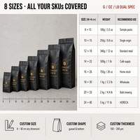 Sachet de café haut de gamme à fond plat, blanc cassé mat, avec fermeture à glissière et valve de fraîcheur, 17,6 oz, pour grains entiers, fournisseur OEM pour torréfacteurs de boutique