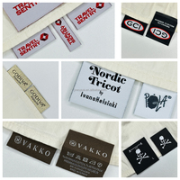 Étiquettes tissées personnalisées pour vêtements, en tissu de luxe haute densité, pour col de t-shirt, avec logo de marque privée