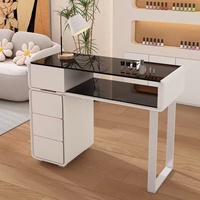 Table de manucure et pédicure en verre, design moderne, portable, prix de gros, pour salon de beauté et spa, en vente