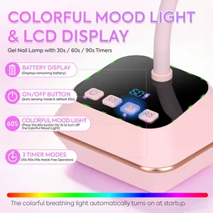 Cordless Nail Dryer <b>with</b> 12 LEDs, 3 <b>Timer</b> Settings, LCD Display, 1500mAh Battery, Portable Gel Nail <b>Lamp</b> for Fast Curing - Product Image 4
