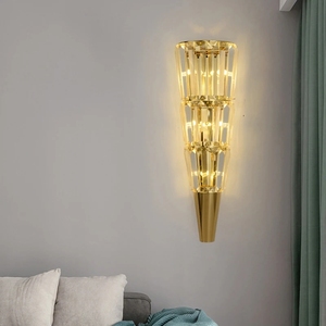 Lámpara de Pared LED para Sala de Estar Interior, Lámpara de Cristal Brillante Moderna con Base de Metal para Pasillo de Hotel de Lujo - Product Image 1