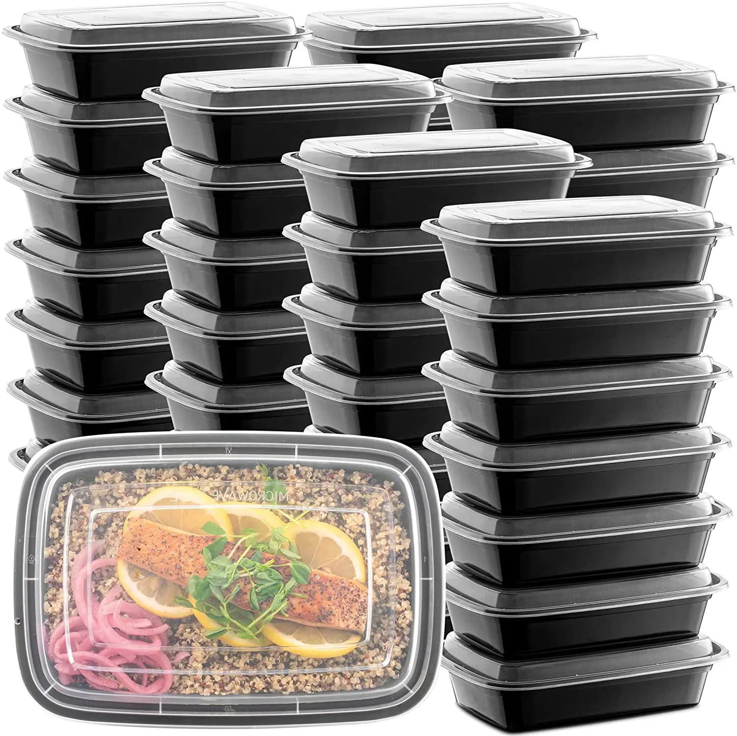 קופסת ארוחת צהריים בנטו אריזת מזון מיכל בסיס פלסטיק לדרך הכנה לארוחה חד פעמית מסעדה הזרקה שחורה רב תכליתית