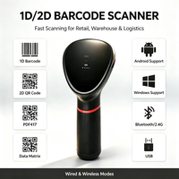 Escáner de Código de Barras Inalámbrico 2D 1D, Pistola de Escaneo, Lector de Códigos QR con Cable USB, para Tiendas, Supermercados, Almacenes, Inventario