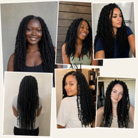 Extensions per trecce sintetiche Butterfly Locs, trecce all'uncinetto, Nu Locs effetto distressed, capelli twist per donna, colore nero