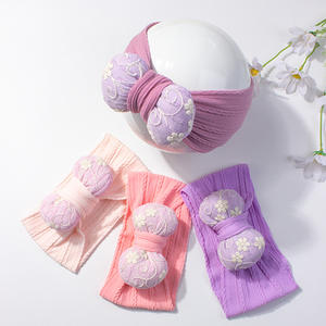 Bando bayi regang Jacquard gaya Eropa baru aksesori rambut pita empuk lucu dibuat dari nilon tahan lama - Product Image 2