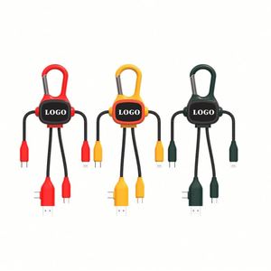 Custom Product Keychain Phone <b>Usb</b> <b>Cable</b> 4 In1 Led <b>Usb</b> <b>Charging</b> <b>Cable</b> Line Keychain Multi-function Gift Customization Data <b>Cable</b> - Product Image 2