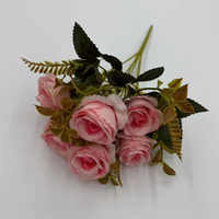 Bouquet de fleurs artificielles PT-R176, magnifiques mini-roses à 6 têtes, à volants, aux couleurs d'automne, décorations pour la maison, les mariages et Thanksgiving