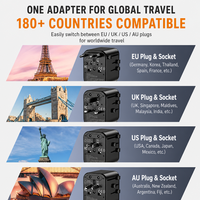 Adaptateur de voyage universel multifonctionnel 3 ports USB-C/USB-A 2500W pour le commerce électronique transfrontalier, prise universelle, charge rapide
