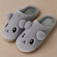 Chaussons en peluche chauds pour femme, hiver, intérieur, antidérapants, semelle épaisse, mignons, pour homme, hiver