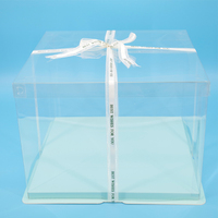 Boîte à gâteau personnalisée en usine, grande taille, bordure en plastique transparent, base en papier rigide, pour gâteau de mariage