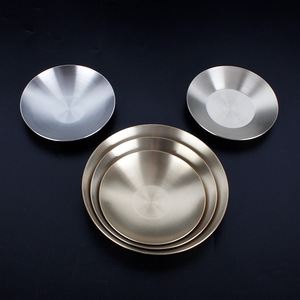 Stainless Steel Condiment Dishes Round 304 Metal Side Plates For Korean <b>BBQ</b> Restaurant Use - Product Image 1