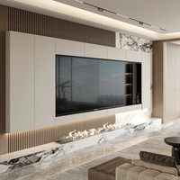 Meuble TV moderne pour salon - Meuble TV au sol élégant et tendance, personnalisable avec foyer électrique