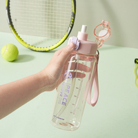 Bouteilles d'eau de sports de plein air de Yiben avec la couleur faite sur commande transparente de paille et la bouteille en plastique de gymnase de logo avec la courroie