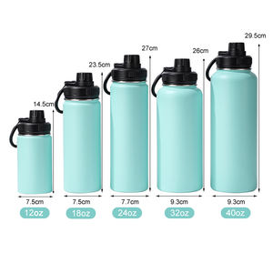 Bouteille d'eau à double paroi grande capacité, à large ouverture, en acier inoxydable, avec couvercle et poignée, bouteille de sport - Product Image 2