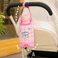 Sac de transport pour bouteille, design mignon, housse de tasse portable à motif de dessin animé, anti-chute, motif animalier à carreaux, support de tasse d'eau à emporter