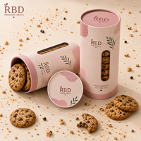 Boîte d'emballage en tube de papier rond imprimé sur mesure avec fenêtre transparente pour biscuits, macarons, bonbons, noix et cadeaux de boulangerie