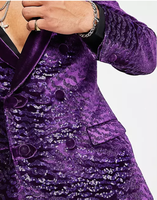 Veste de costume 2 pièces en velours pour homme, blazer avec épaulettes rembourrées, OEM