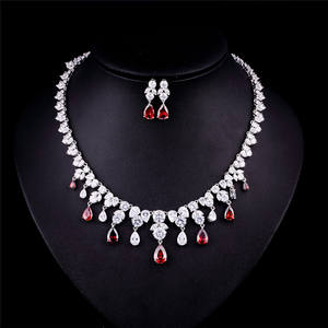 RAKOL SP116 Luxury fashion <b>Women</b> Decoration Water Drop Zircon Crystal Stone Pendant Necklace <b>Jewelry</b> <b>Set</b> - Product Image 1