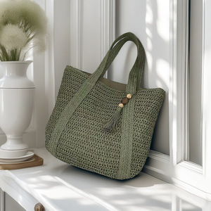 Sac fourre-tout tressé en paille Moon Twist beige grande taille Printemps 2025 pour femme usage quotidien - Product Image 4