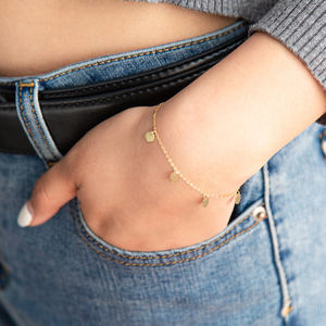 Dijes de disco de 5mm, pulsera ajustable de cadena chapada en oro Real de Plata de Ley 925, listo para enviar, logotipo personalizado - Product Image 6