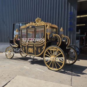 Carruaje Eléctrico ZOWN Royal, Diseño Ornamental Negro y Dorado, Asientos Rojos, Cuatro Ruedas, Vehículo para Recorridos en Parques Temáticos - Product Image 6