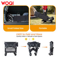 Chariot pliable à 4 roues en maille de fer WOQI avec poignée pour le shopping, le jardin et le camping