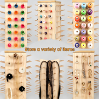 129 bobines (DIY) 360 °   Porte-fils rotatif en bois avec double porte pour la couture et le tressage de cheveux
