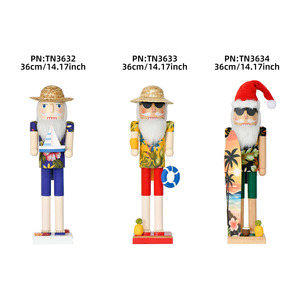 Figurine de Père Noël Surfiste <span class=keywords><strong>en</strong></span> <span class=keywords><strong>Bois</strong></span> de 36 cm, Style Hawaï<span class=keywords><strong>en</strong></span> Tropical, pour Vente <span class=keywords><strong>en</strong></span> Gros, Idéale pour les Boutiques de Souvenirs et Cadeaux d'Été - Product Image 2