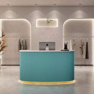 Custom Modern Reception Desk Beauty Salon Hairdressing Furniture Curved Reception Desk Reception Counter Front Desk