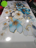 Stiker Mural Dinding Cetak UV 5D UDK Teal Orange Agate 120cm X 240cm Dekorasi Dinding Perekat Sendiri
