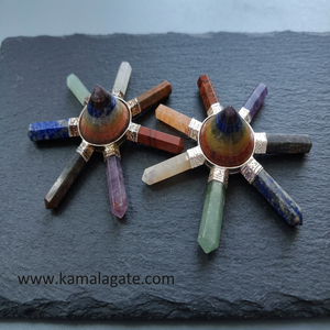 Conjunto de Estrellas de 7 Puntas Hechas a Mano con Generador de Cuarzo Transparente y Varitas de Ágata Roja para Decoración del Hogar con Reiki - Product Image 4