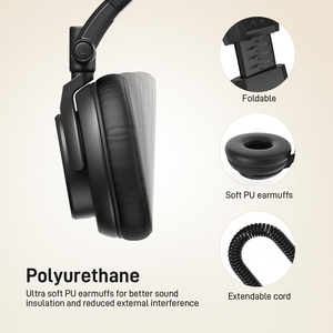 Auriculares Negros con Sonido Nítido, Bloqueo de Ruido, para Podcast, Grabación, Transmisión en Vivo, Juegos, Cómodos - Product Image 4