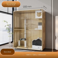 Nouvelle Arrivée Villa Moderne de Luxe pour Chat, Grande Enclos en Bois Massif, Structure d'Escalade, Porte en Verre Trempé, Maisons Multifonctionnelles