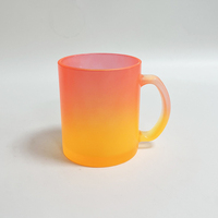 Tasse en verre de pulvérisation de couleur bicolore personnalisée de 11oz tasse en verre dépoli de style île tasse souvenir pour jus de lait