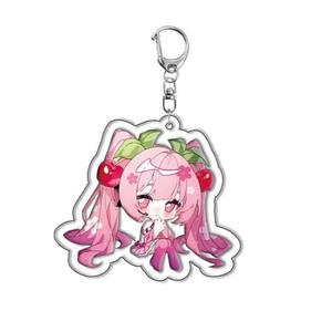 Hatsune Miku MEIKO Langhaar-Prinzessin Anime-Figuren Acryl-Digitaldruck Schlüsselanhänger Anhänger aus Kunststoff Erdbeere - Product Image 5