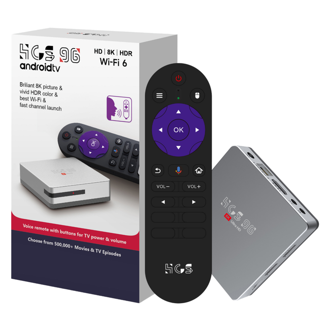 HCS96 Android TV Box 4GB RAM 16GB ROM Allwinner H313 Quad Core 8K Smart Box with Multi-language Voice Remote Control