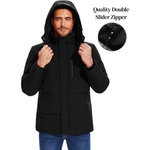 FOXA Men's Down Puffer <b>Jacket</b> <b>Waterproof</b> Hooded Winter Coat Casual Straight Body Insulated <b>Parka</b> Snow <b>Jacket</b> - Product Image 2