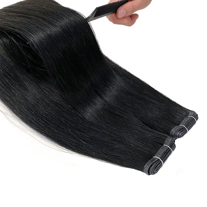 Custom Long Length Russian Silky Straight Hair Extensions Flat Weft