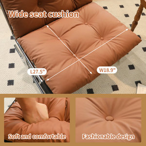 Leather Armchair Modern Accent <b>Chair</b> High Back Living Room <b>Chairs</b> Metal Legs Soft <b>Padded</b> Tufted Design for Home Office Bedroom - Product Image 3