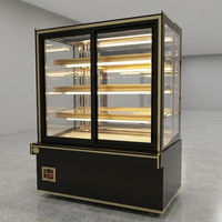 Vitrine à gâteaux de luxe avec cadre doré à 3 niveaux, ouverture frontale et design personnalisé